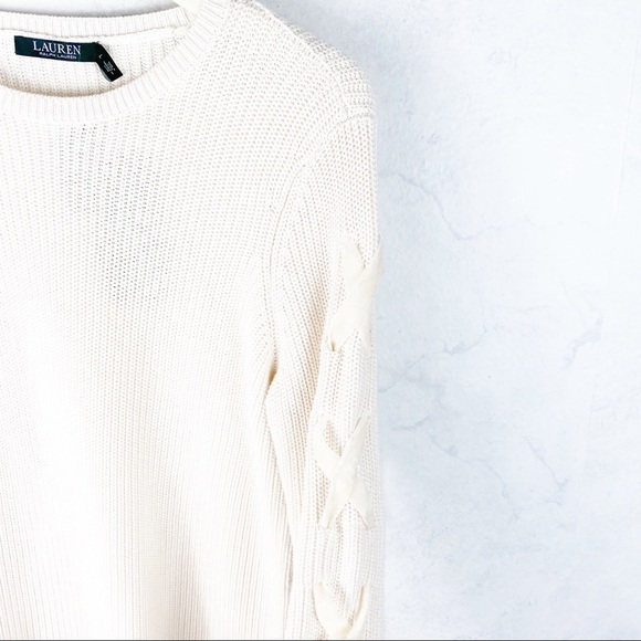 [Ralph Lauren] Winter Cream Lace Up Sweater - Picture 8 of 9
